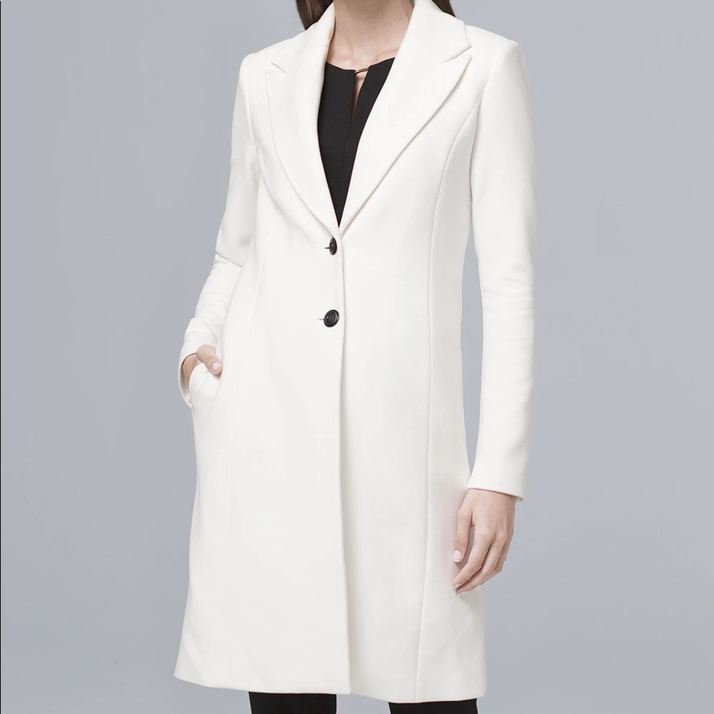 White House Black Market classic white coat